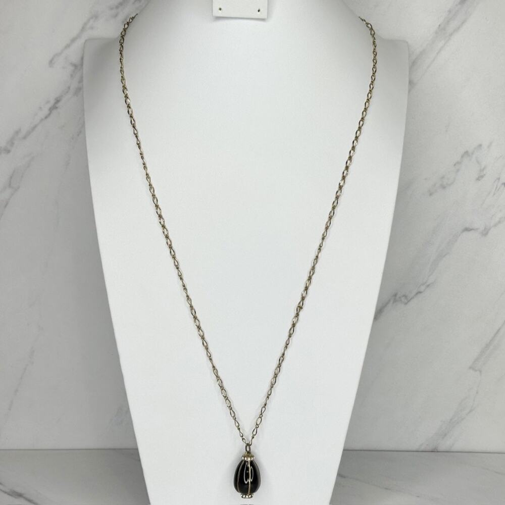 J.Crew Rhinestone Black Bead Pendant Gold Necklace ✨